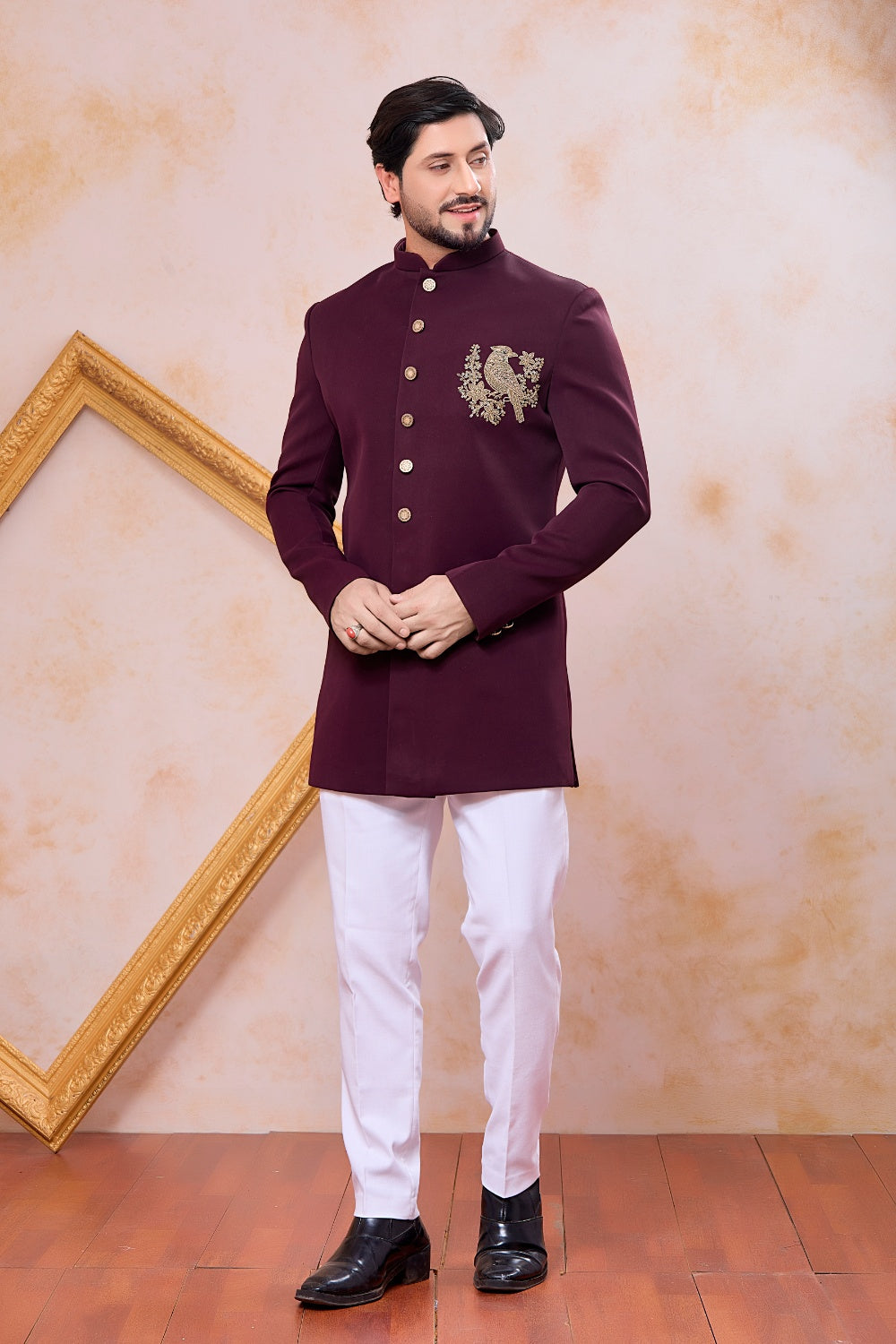 Wine Imported Mens Indo Western (NMK-9097)