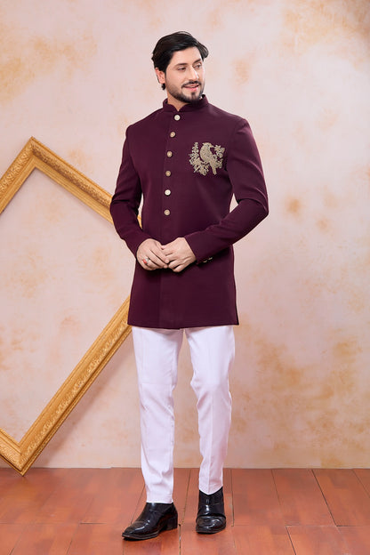 Wine Imported Mens Indo Western (NMK-9097)