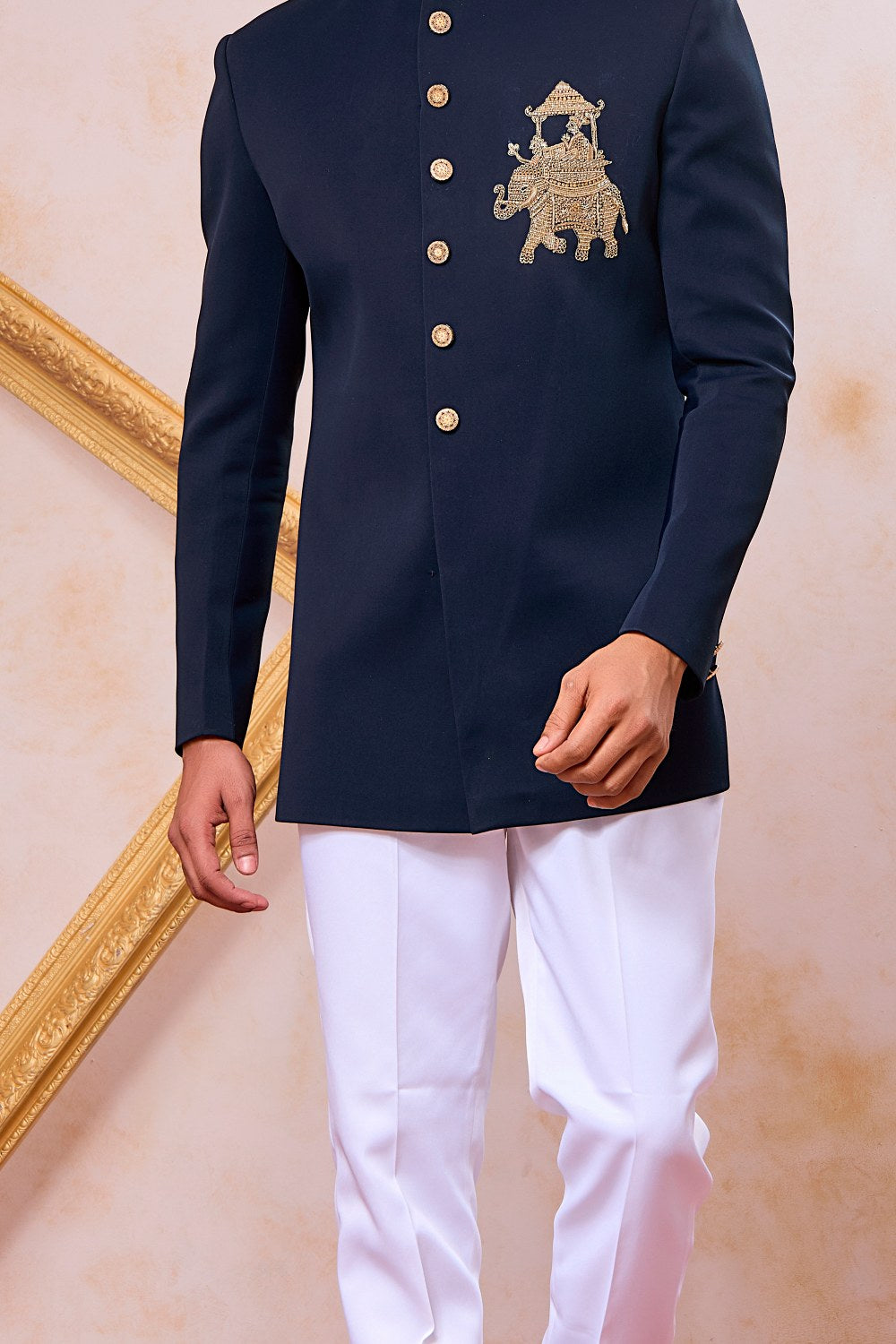 Navy Blue Imported Indo Western (NMK-9098)