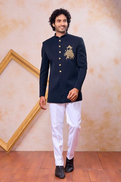 Navy Blue Imported Indo Western (NMK-9098)