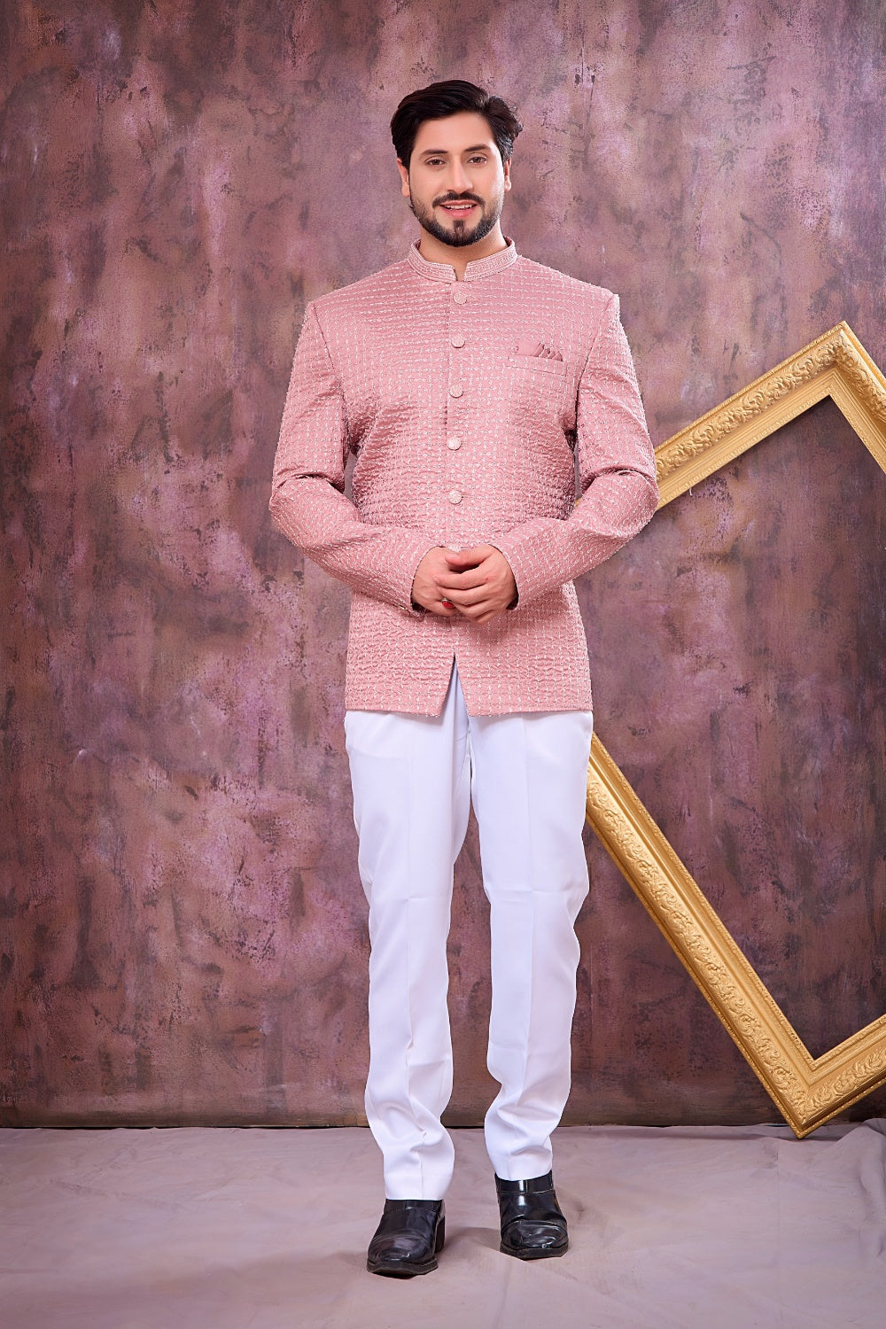 Onion Pink Art Silk Jodhpuri (NMK-9100)