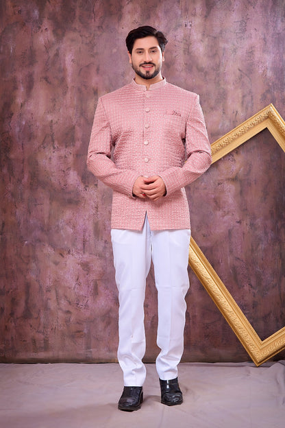 Onion Pink Art Silk Jodhpuri (NMK-9100)