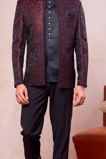 Black Imported Jaquard Jodhpuri (NMK-9113)