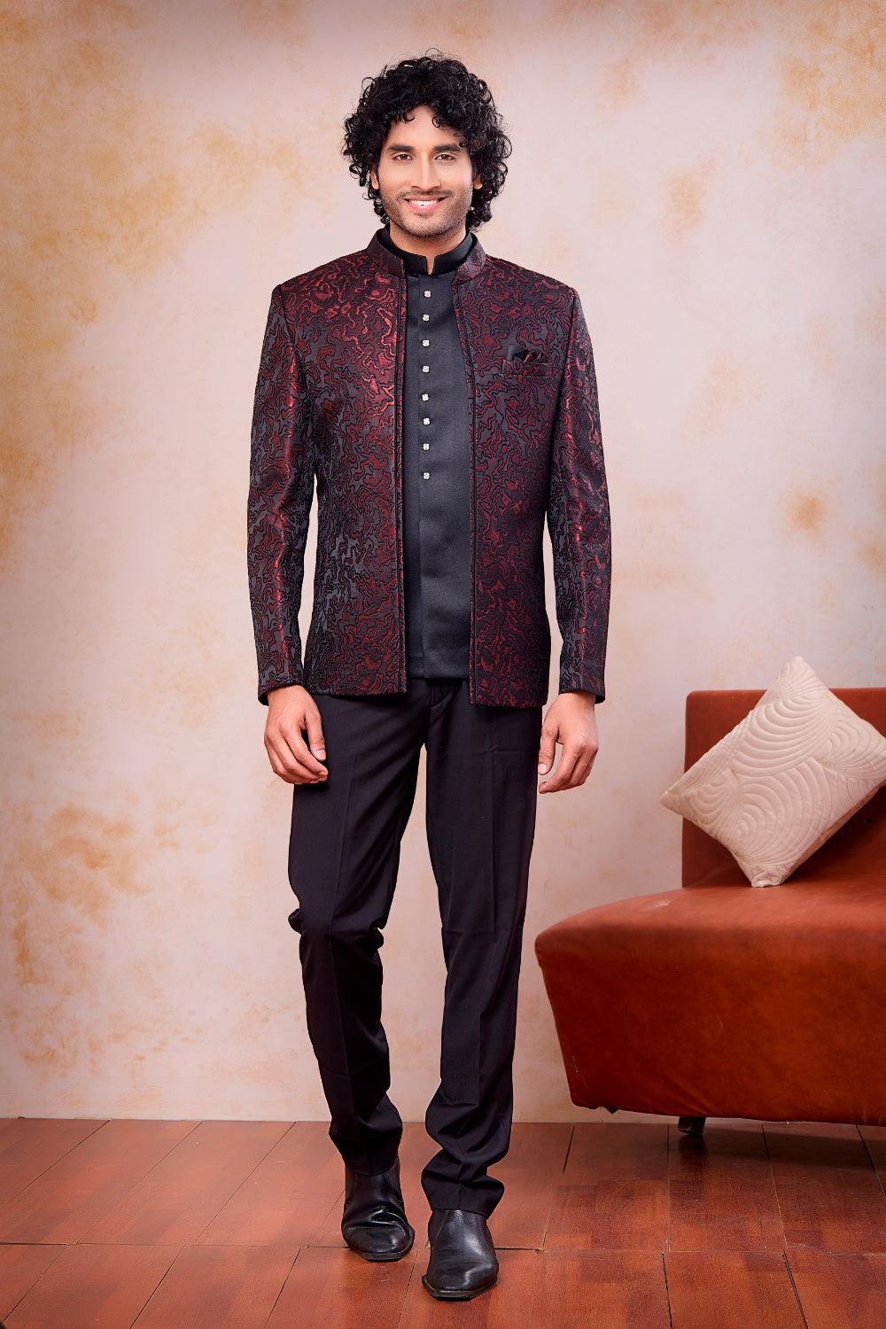 Black Imported Jaquard Jodhpuri (NMK-9113)