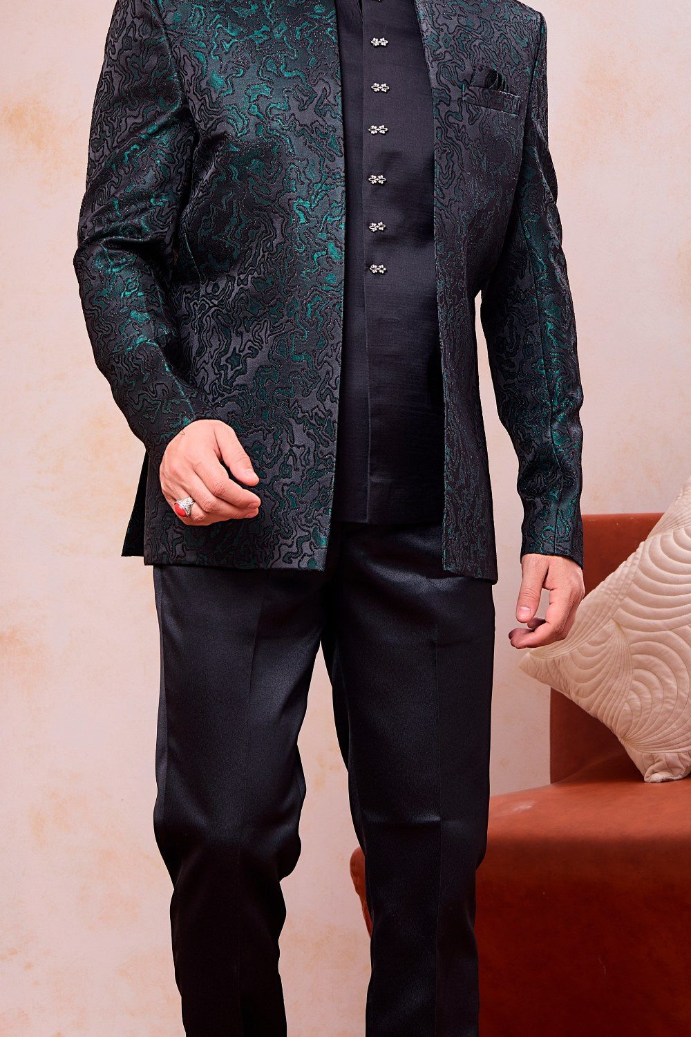 Green Imported Jaquard Jodhpuri (NMK-9114)