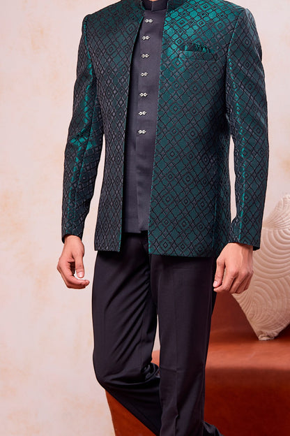 Green Imported Jaquard Jodhpuri (NMK-9116)