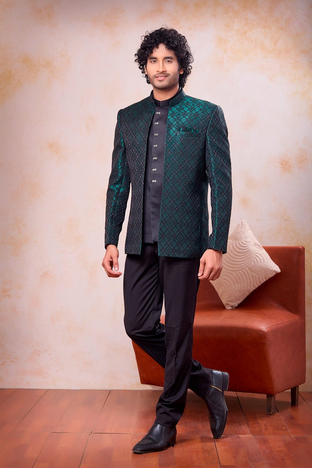 Green Imported Jaquard Jodhpuri (NMK-9116)