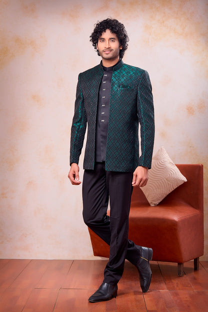 Green Imported Jaquard Jodhpuri (NMK-9116)