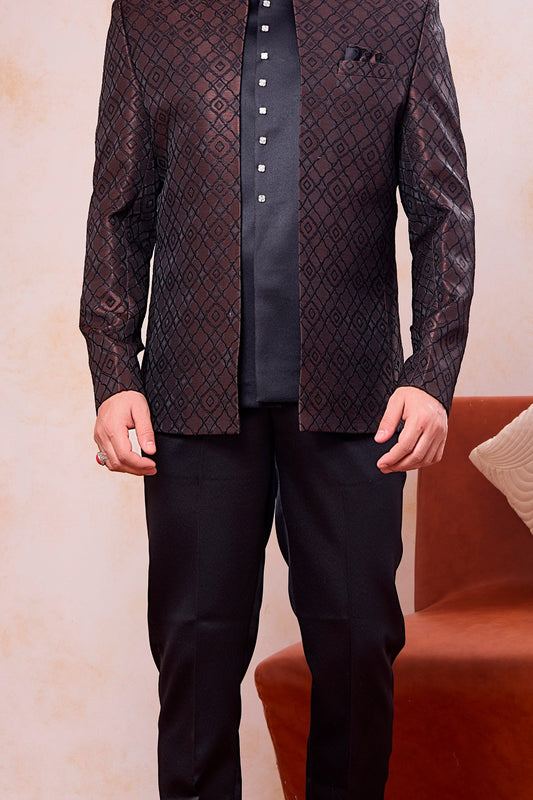 Brown Imported Jaquard Jodhpuri (NMK-9117)