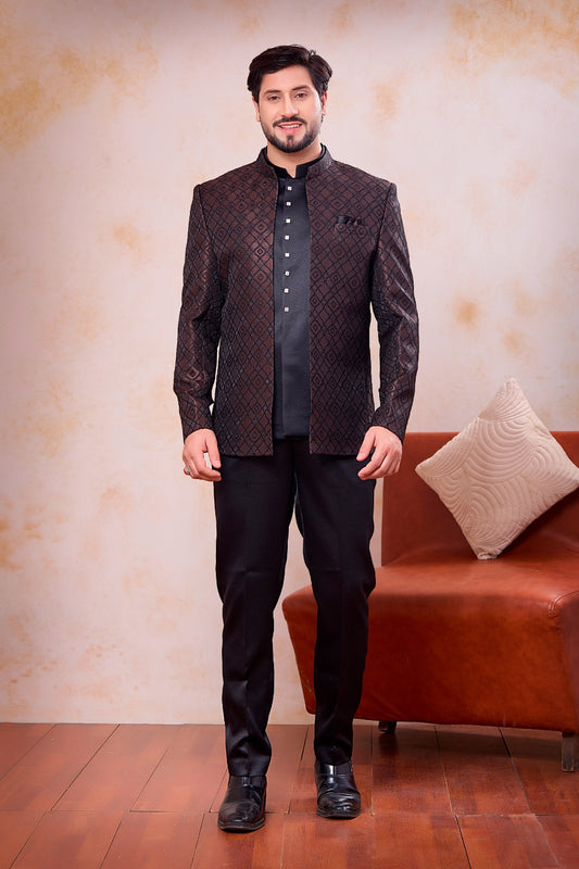 Brown Imported Jaquard Jodhpuri (NMK-9117)