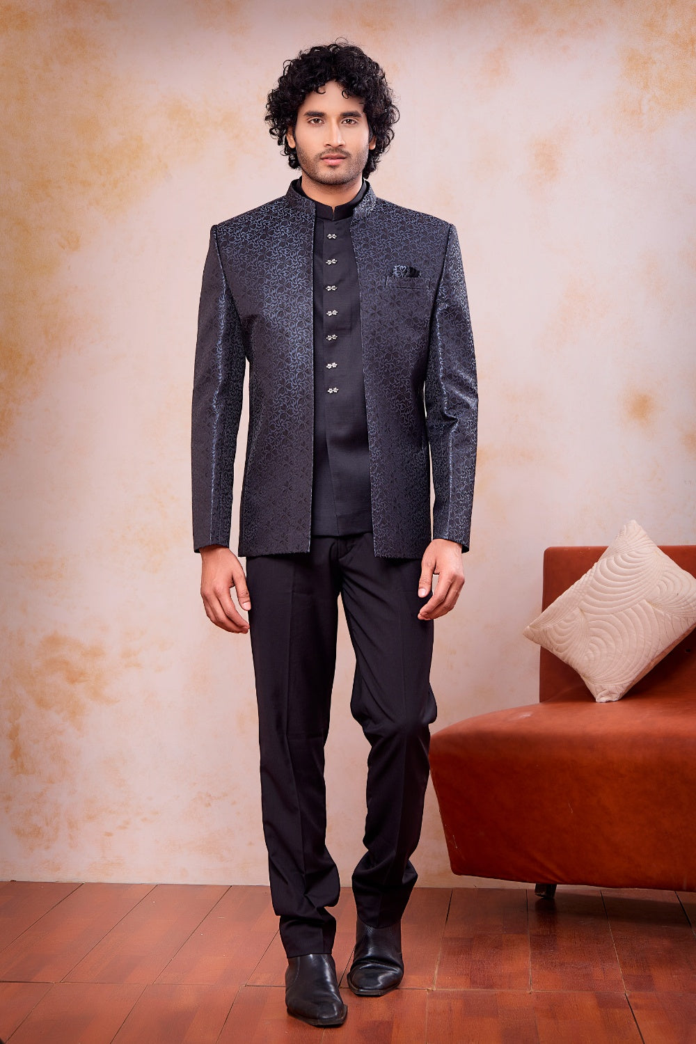 Grey Imported Jaquard Jodhpuri (NMK-9118)