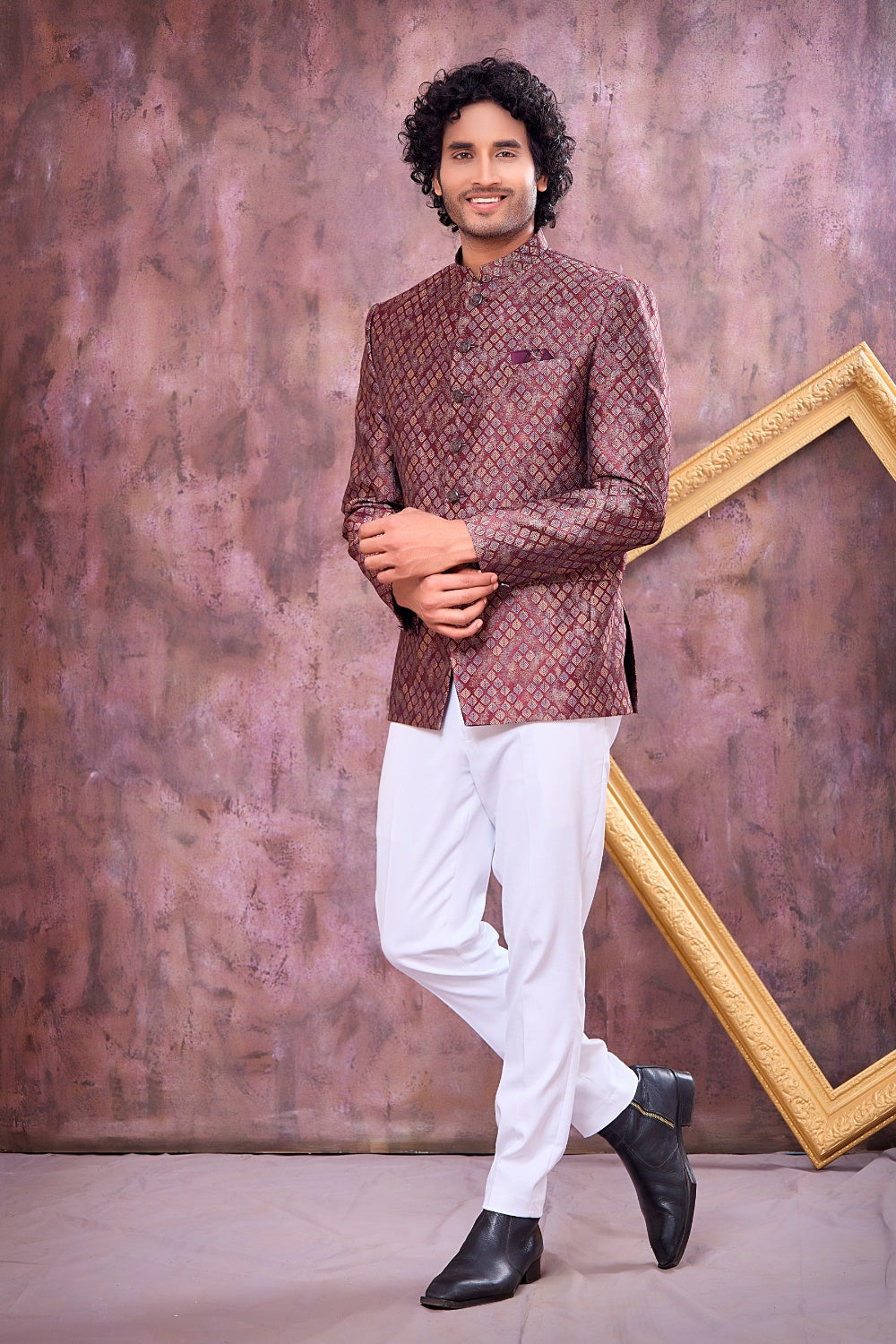 Wine Imported Jaquard Jodhpuri (NMK-9122)