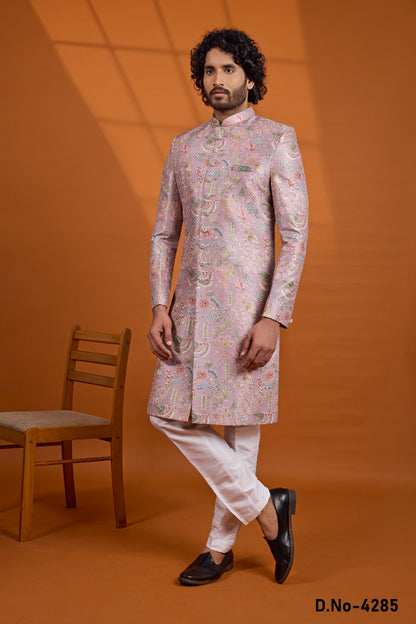 Onion Pink Art Silk Sherwani (NMK-9127)