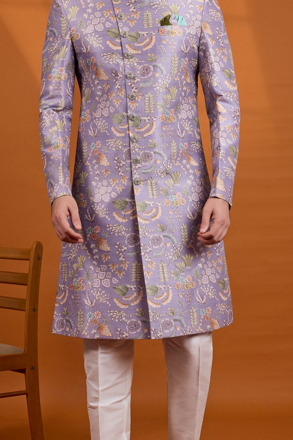 Purple Art Silk Sherwani (NMK-9128)