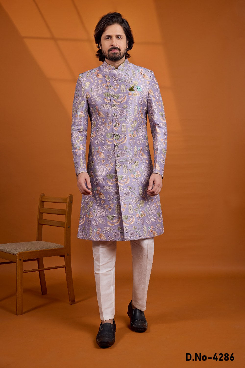 Purple Art Silk Sherwani (NMK-9128)