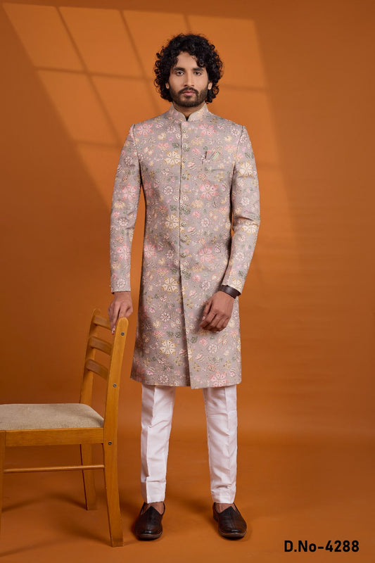 Light Brown Art Silk Sherwani (NMK-9130)