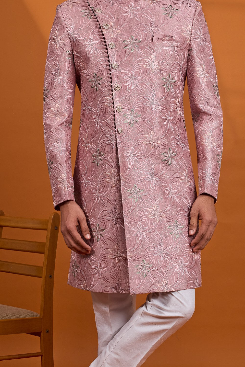 Onion Pink Art Silk Mens Sherwani (NMK-9132)