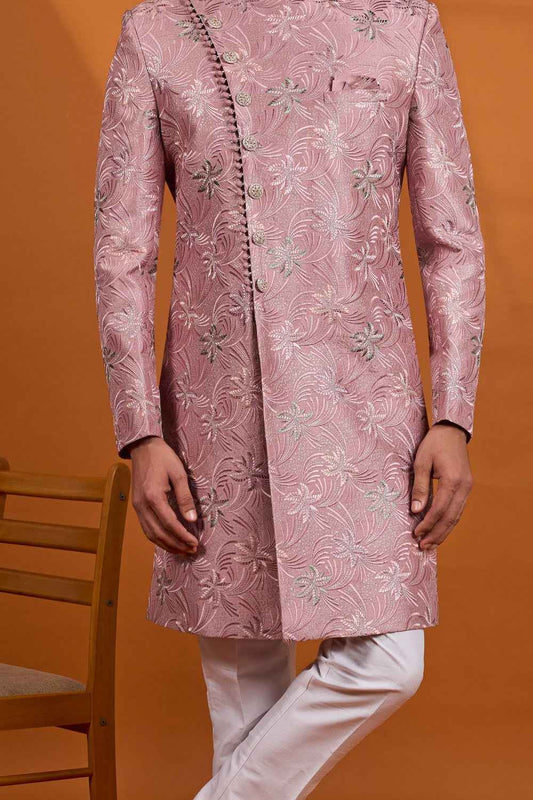 Onion Pink Art Silk Mens Sherwani (NMK-9132)