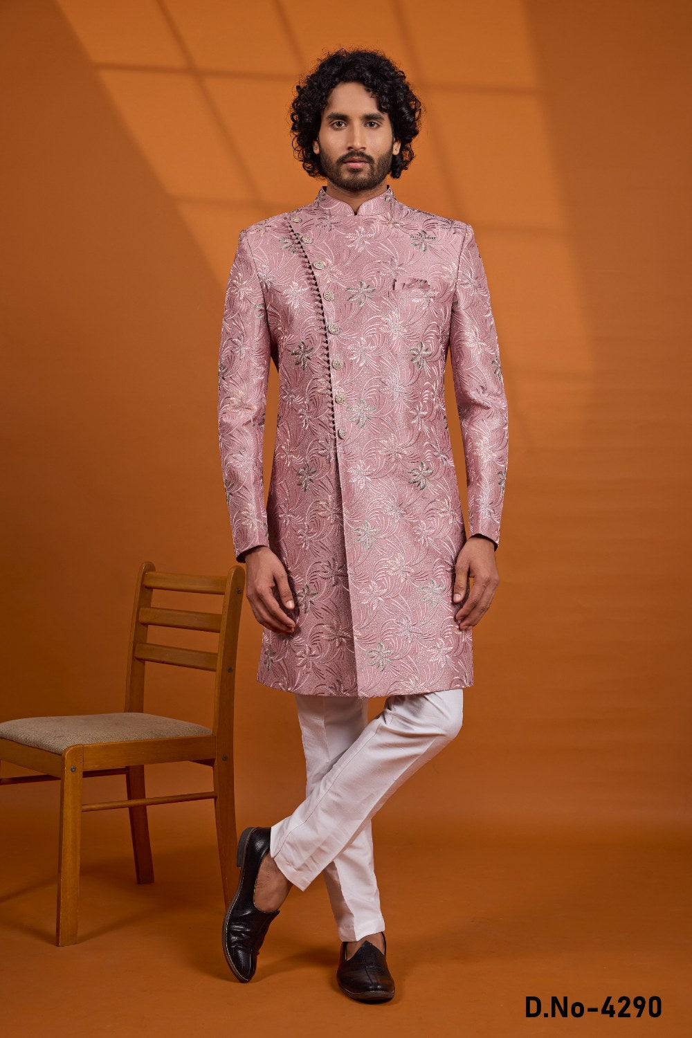 Onion Pink Art Silk Mens Sherwani (NMK-9132)