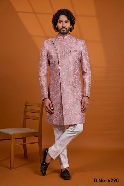 Onion Pink Art Silk Mens Sherwani (NMK-9132)