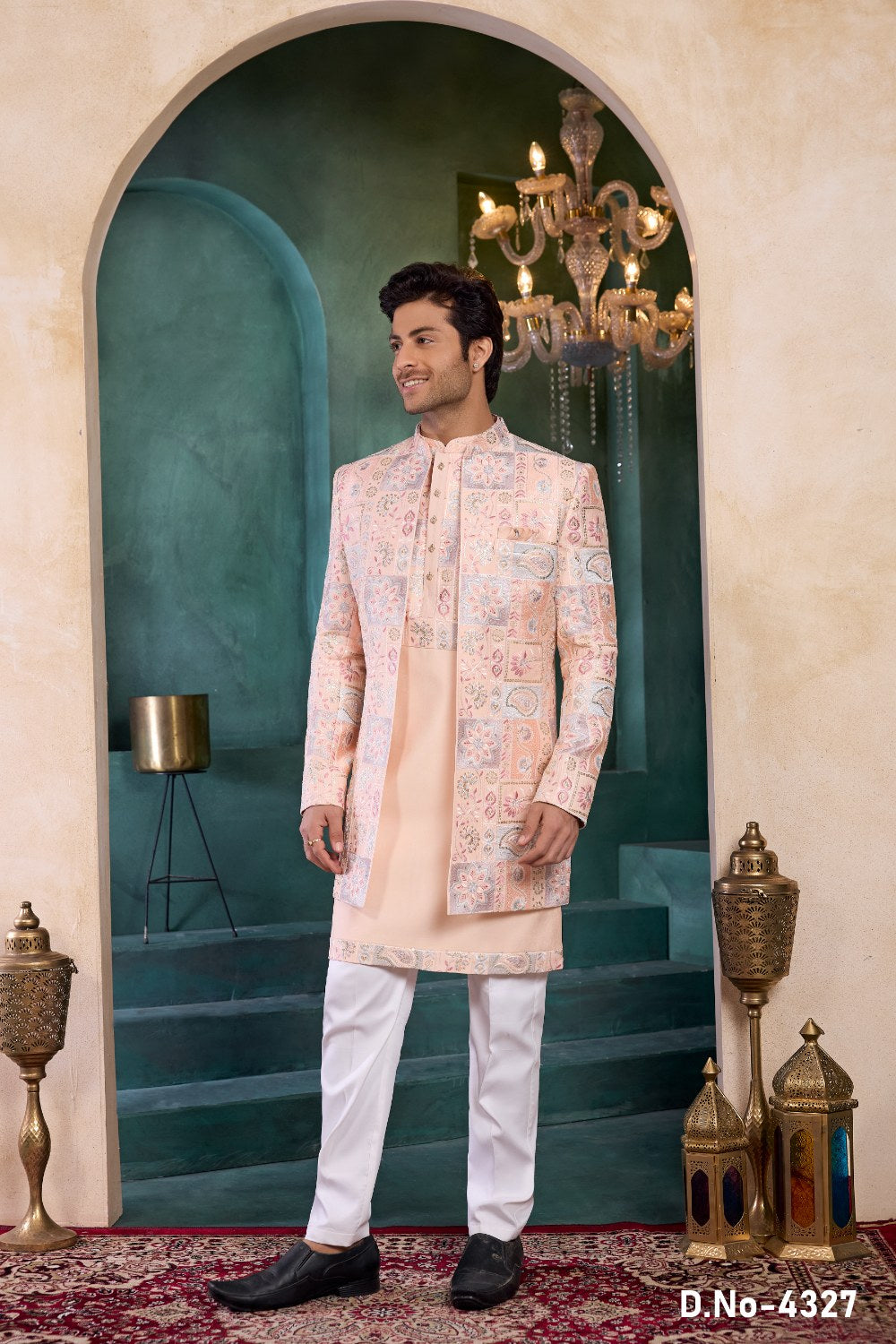 Peach Art Silk Indo Western (NMK-9138)