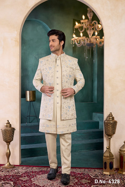 Beige Art Silk Indo Western (NMK-9139)