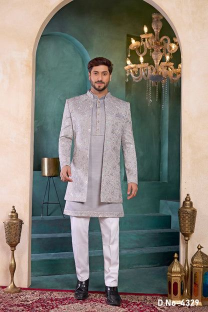 Grey Art Silk Indo Western (NMK-9140)