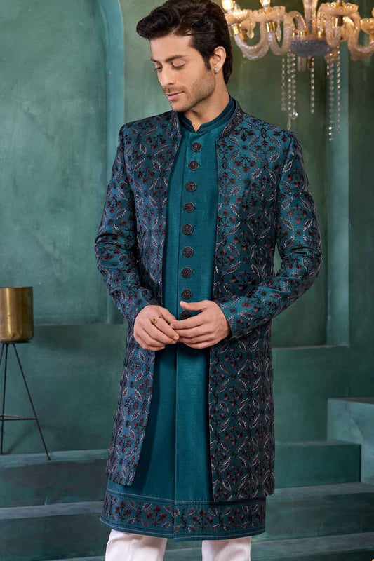 Teal Green Art Silk Indo Western (NMK-9141)