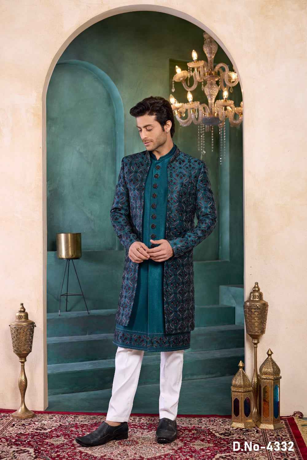 Teal Green Art Silk Indo Western (NMK-9141)
