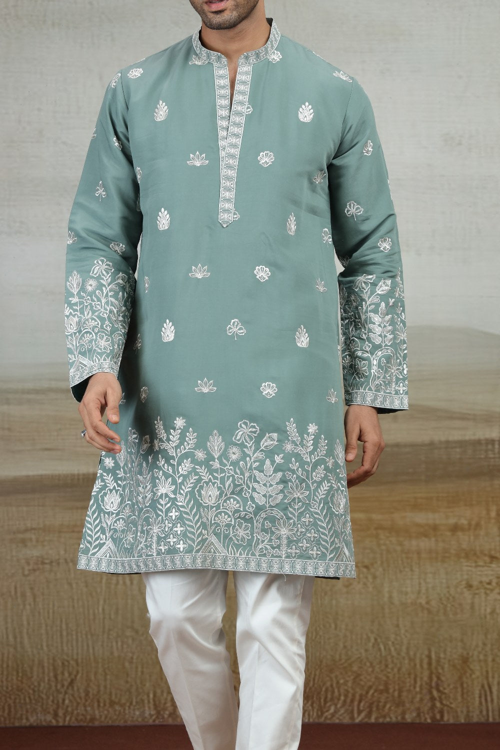 Grey Art Silk Kurta Pajama (NMK-9153)