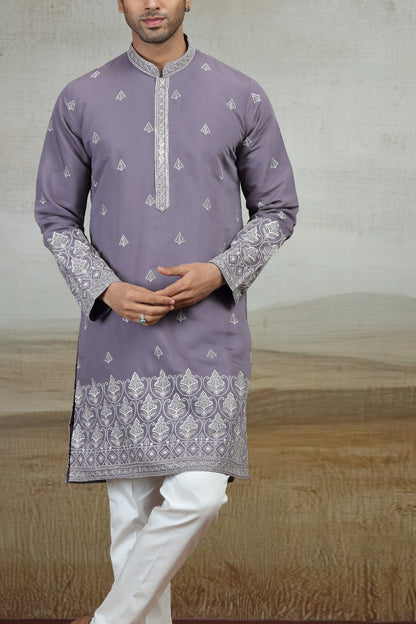 Purple Art Silk Kurta Pajama (NMK-9156)