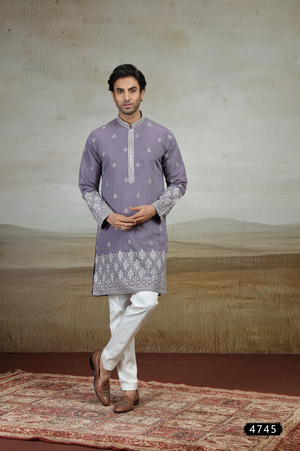 Purple Art Silk Kurta Pajama (NMK-9156)