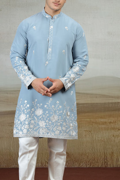 Blue Art Silk Kurta Pajama (NMK-9160)