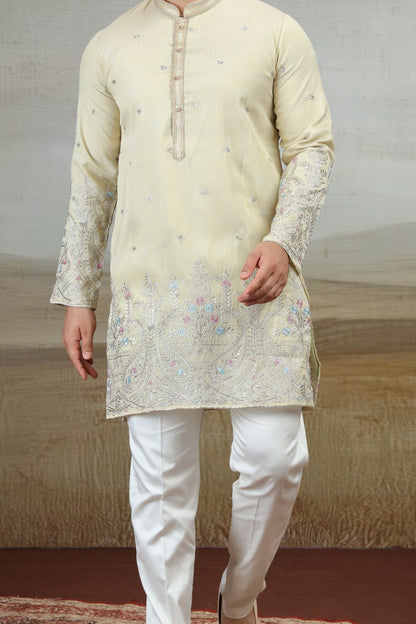 Beige Art Silk Kurta Pajama (NMK-9161)