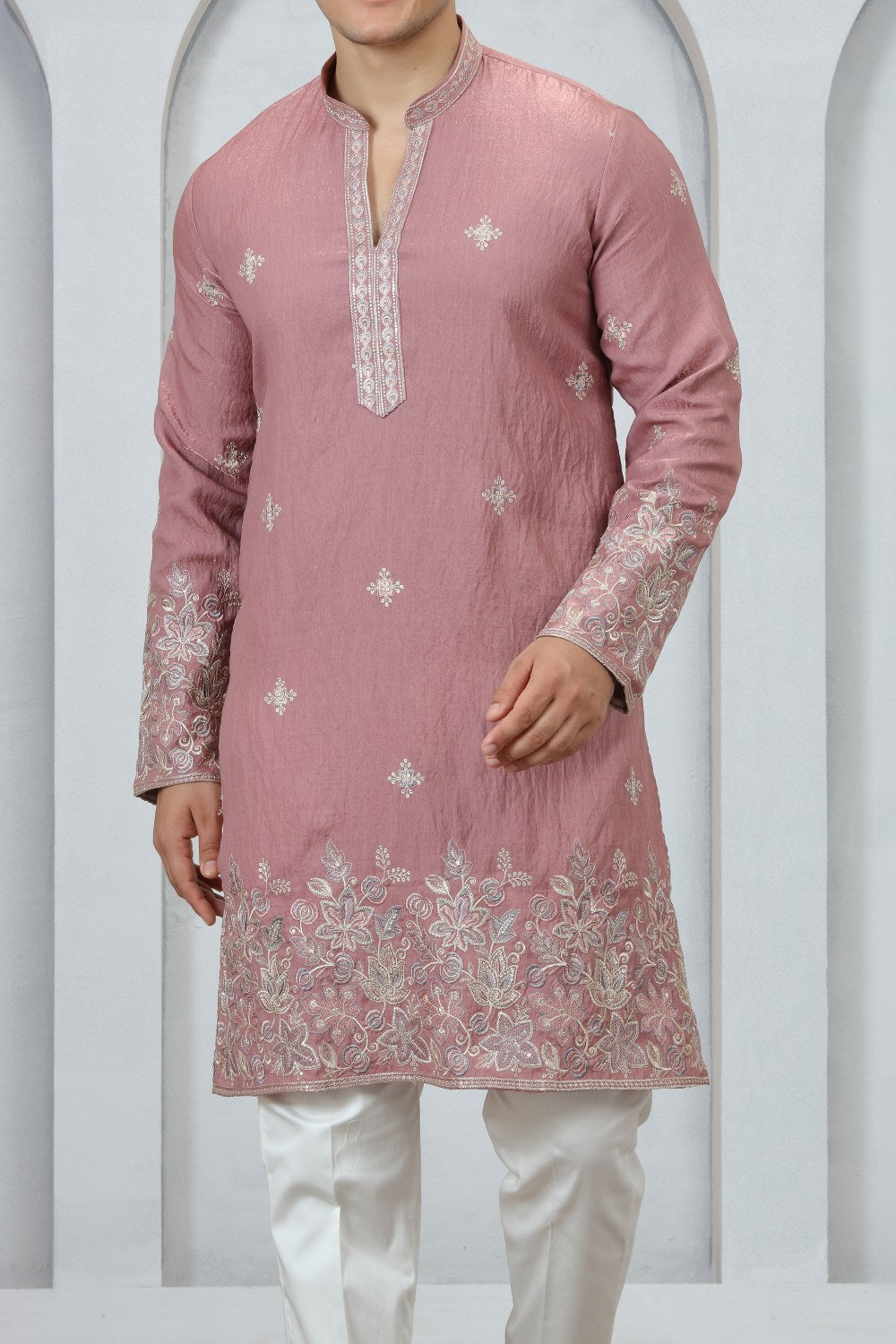 Onion Pink Art Silk Kurta Pajama (NMK-9179)
