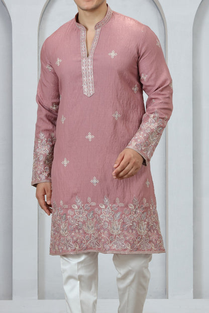 Onion Pink Art Silk Kurta Pajama (NMK-9179)
