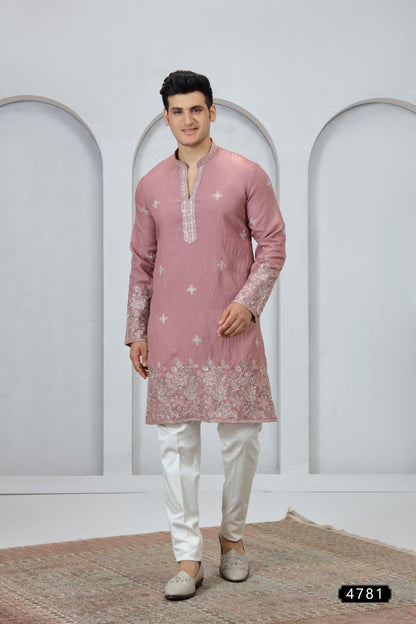 Onion Pink Art Silk Kurta Pajama (NMK-9179)