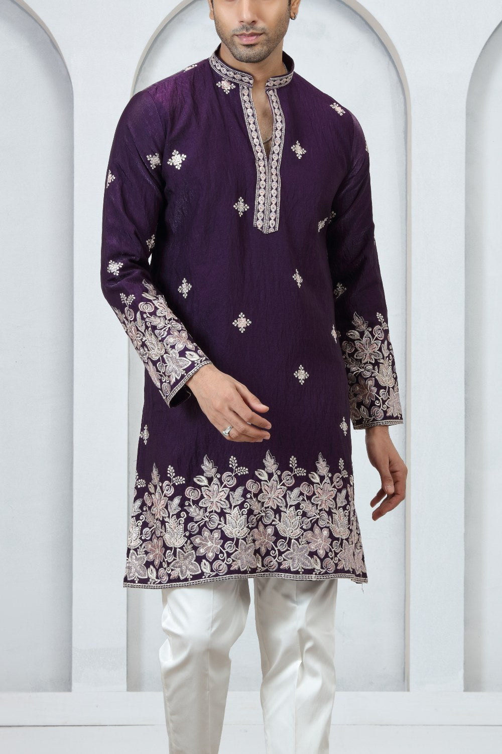 Violet Art Silk Kurta Pajama (NMK-9180)