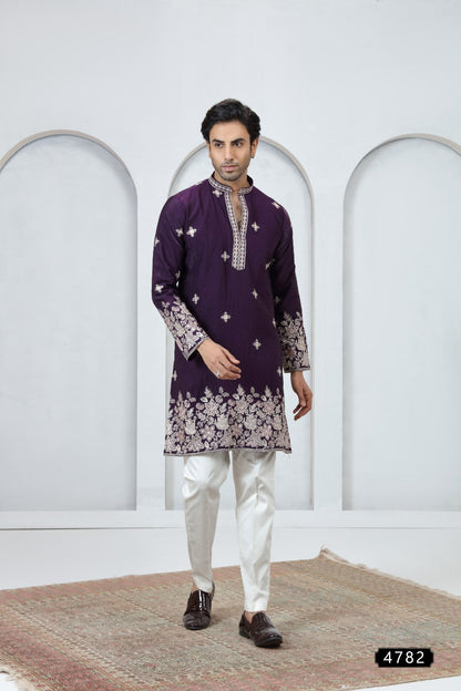 Violet Art Silk Kurta Pajama (NMK-9180)