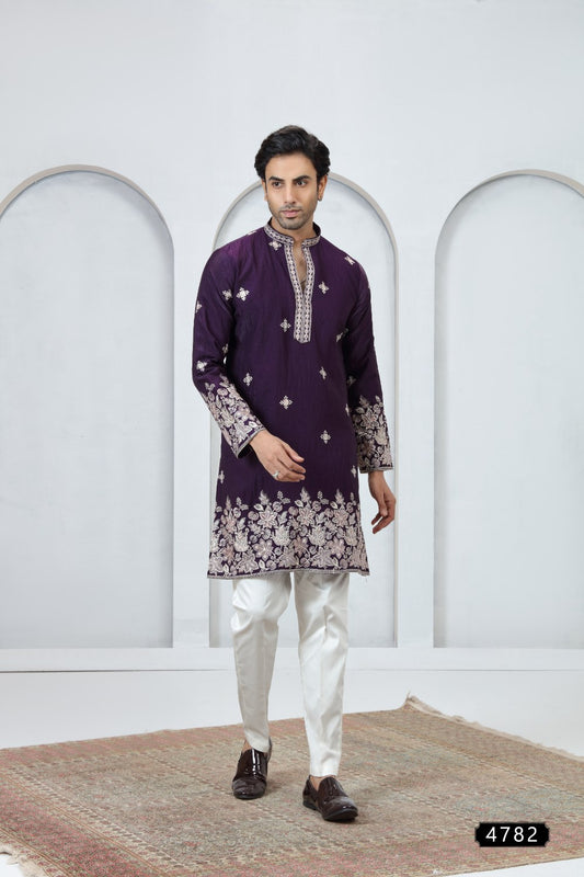 Violet Art Silk Kurta Pajama (NMK-9180)