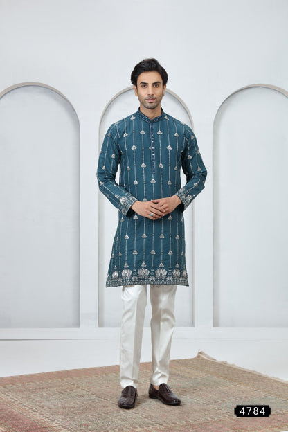 Teal Green Art Silk Kurta Pajama (NMK-9182)