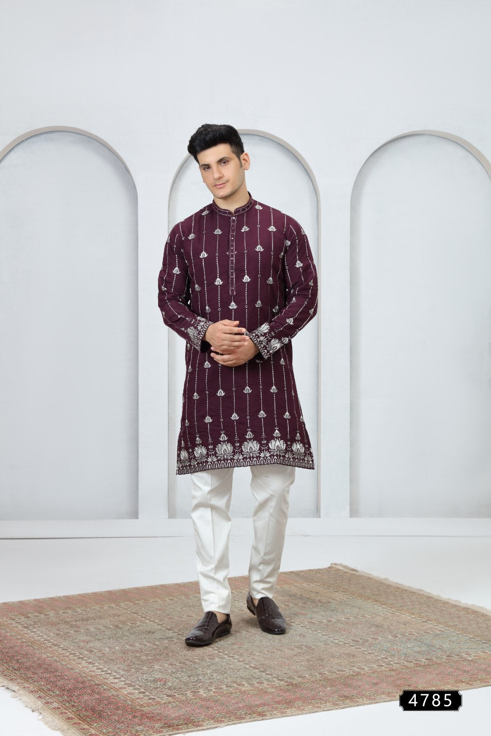 Magenta Art Silk Kurta Pajama (NMK-9183)