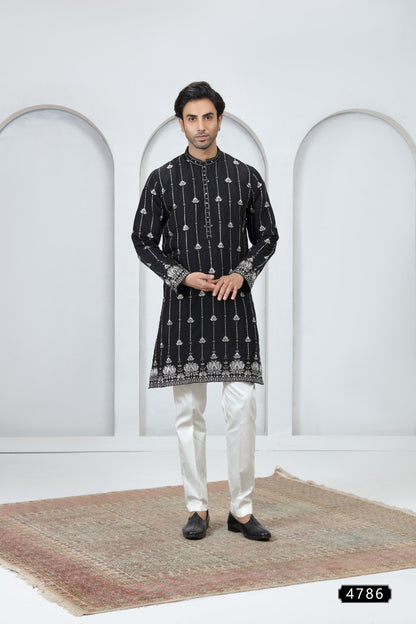 Black Art Silk Kurta Pajama (NMK-9184)