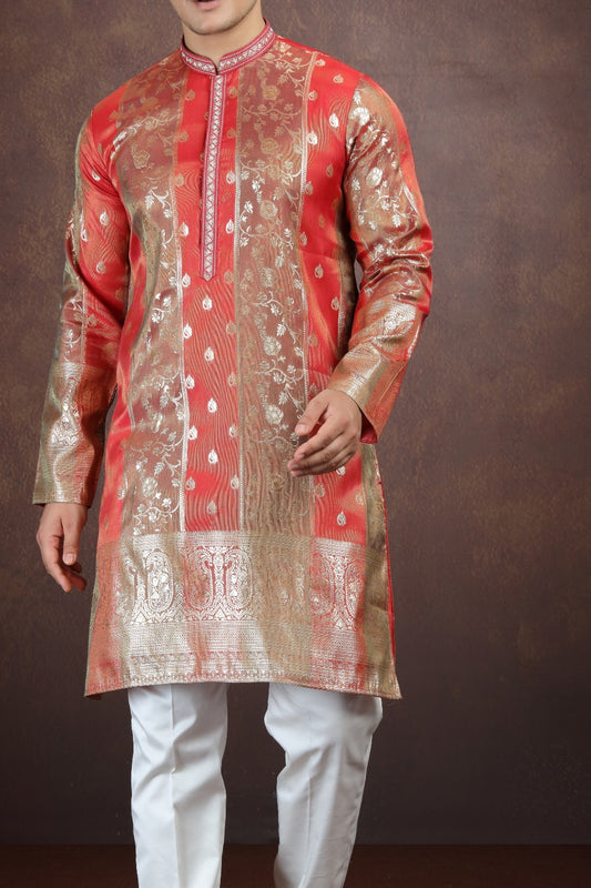 Multicolored Jaquard Art Silk Kurta (NMK-9187)