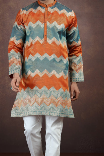 Multicolored Jaquard Kurta Pajama (NMK-9192)