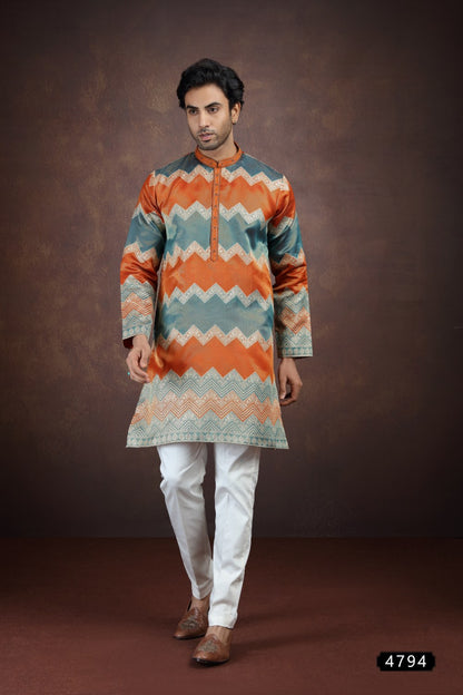 Multicolored Jaquard Kurta Pajama (NMK-9192)
