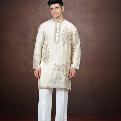 Gold Art Silk Kurta Pajama (NMK-9193)
