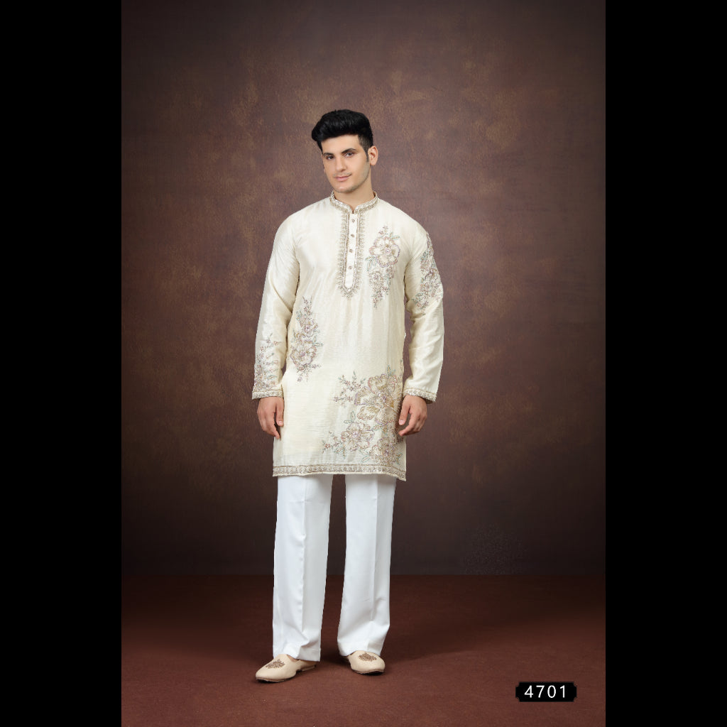 Gold Art Silk Kurta Pajama (NMK-9193)