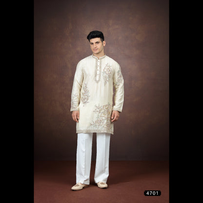 Gold Art Silk Kurta Pajama (NMK-9193)