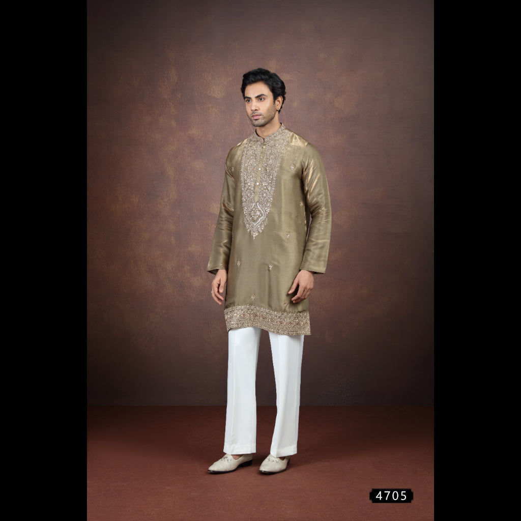 Mehendi Green Art Silk Kurta Pajama (NMK-9197)